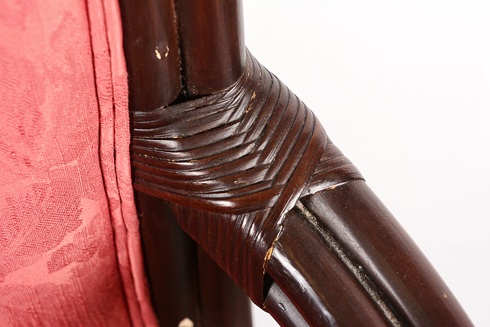 Faux Wood and Wicker Upholstered Chair