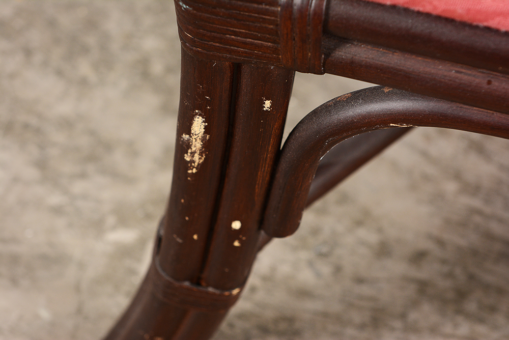 Faux Wood and Wicker Upholstered Chair