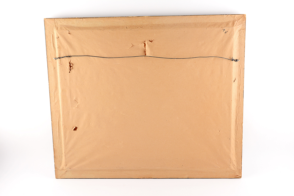 Framed Maritime Folk Art Oil Painting on Canvas