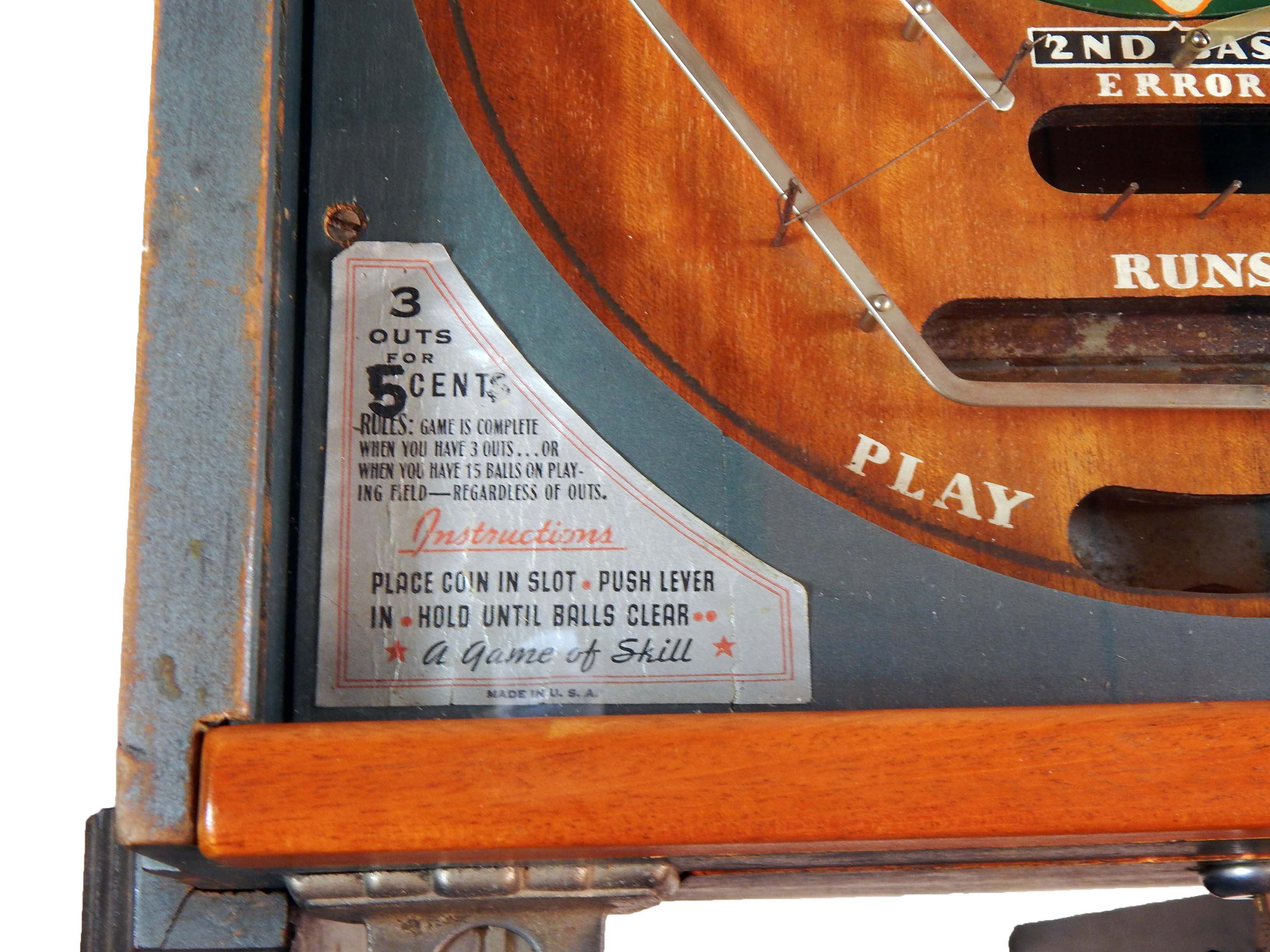 1931 Rockola World Series Pinball Machine