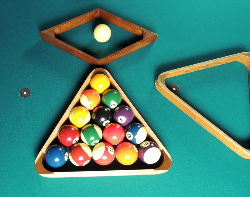 Antique Oak Brunswick Snooker Billiards Table and Accessories