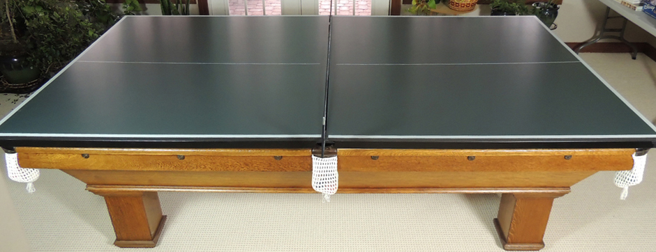 Antique Oak Brunswick Snooker Billiards Table and Accessories