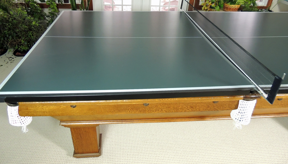 Antique Oak Brunswick Snooker Billiards Table and Accessories