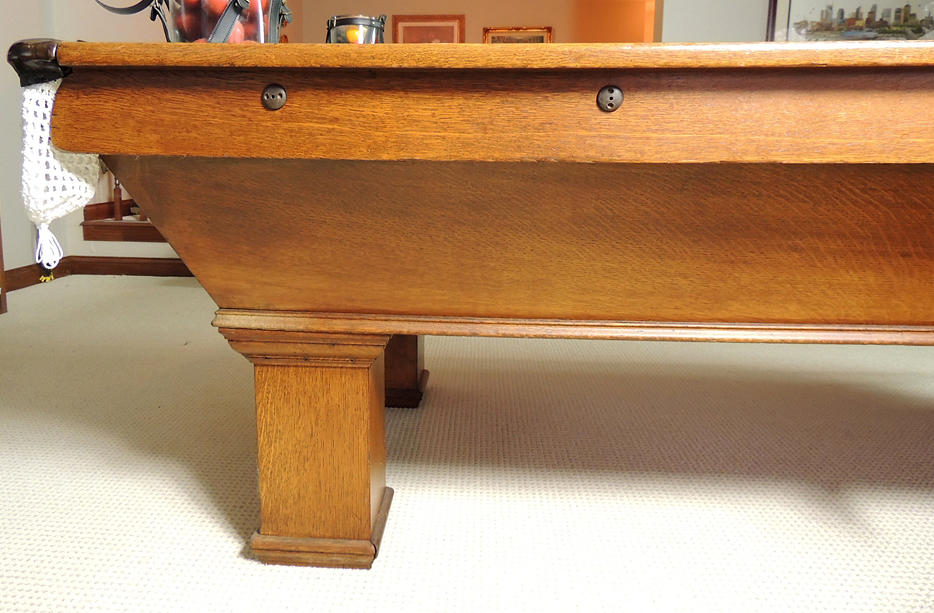 Antique Oak Brunswick Snooker Billiards Table and Accessories