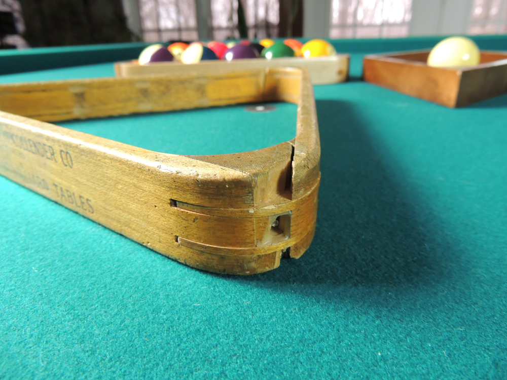 Antique Oak Brunswick Snooker Billiards Table and Accessories