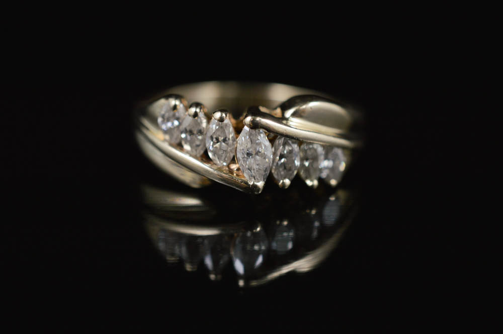 1.00 CTW Seven Diamond Marquise Anniversary Wedding Ring
