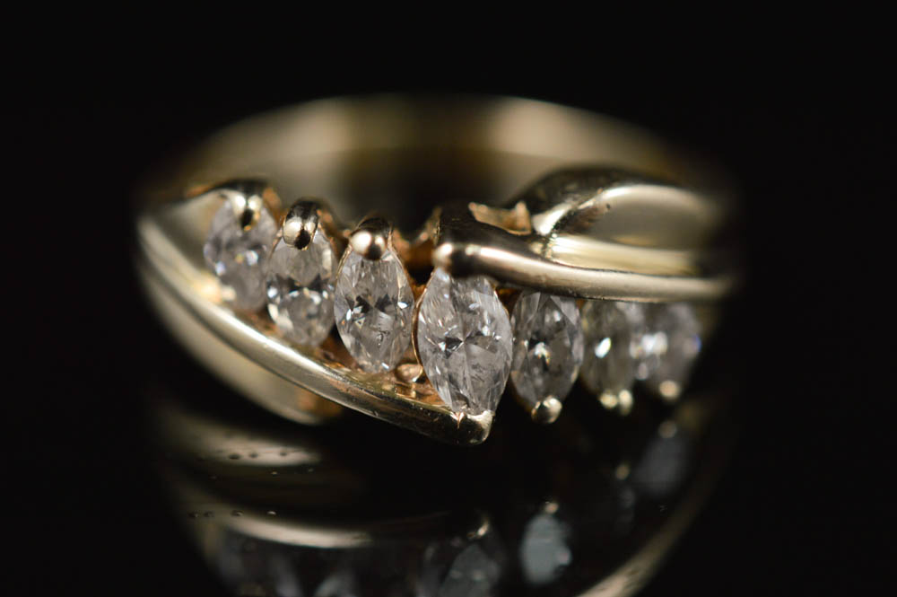 1.00 CTW Seven Diamond Marquise Anniversary Wedding Ring