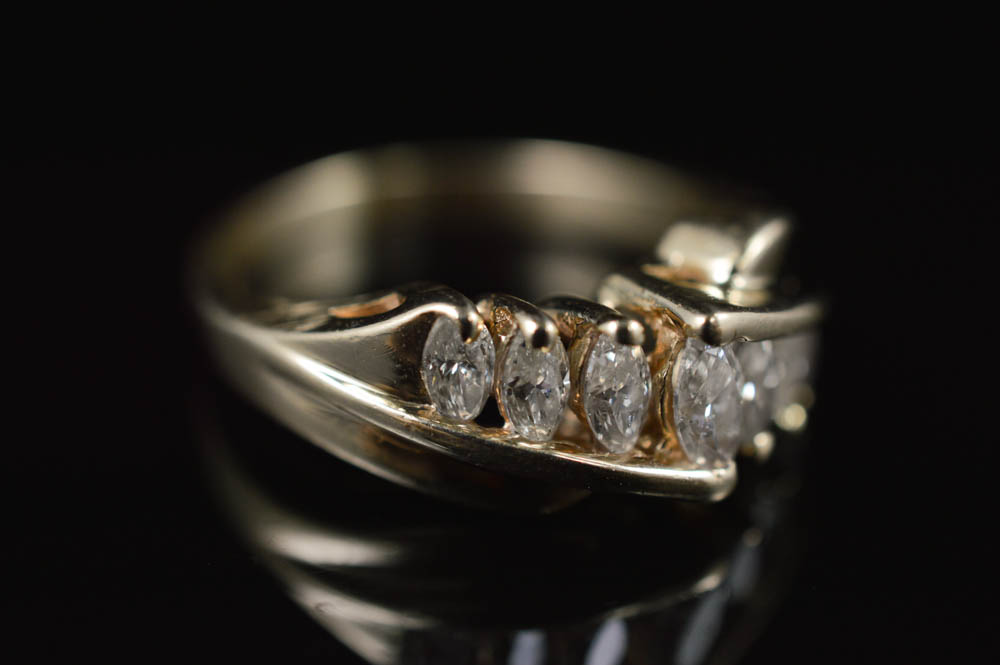 1.00 CTW Seven Diamond Marquise Anniversary Wedding Ring