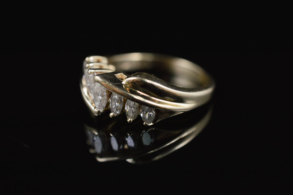 1.00 CTW Seven Diamond Marquise Anniversary Wedding Ring