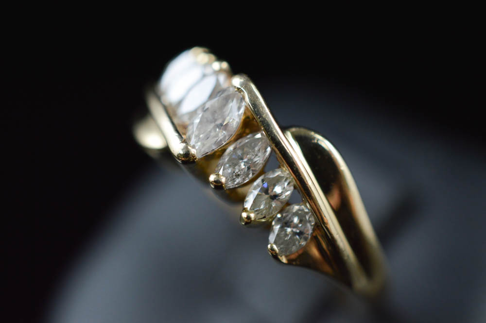 1.00 CTW Seven Diamond Marquise Anniversary Wedding Ring