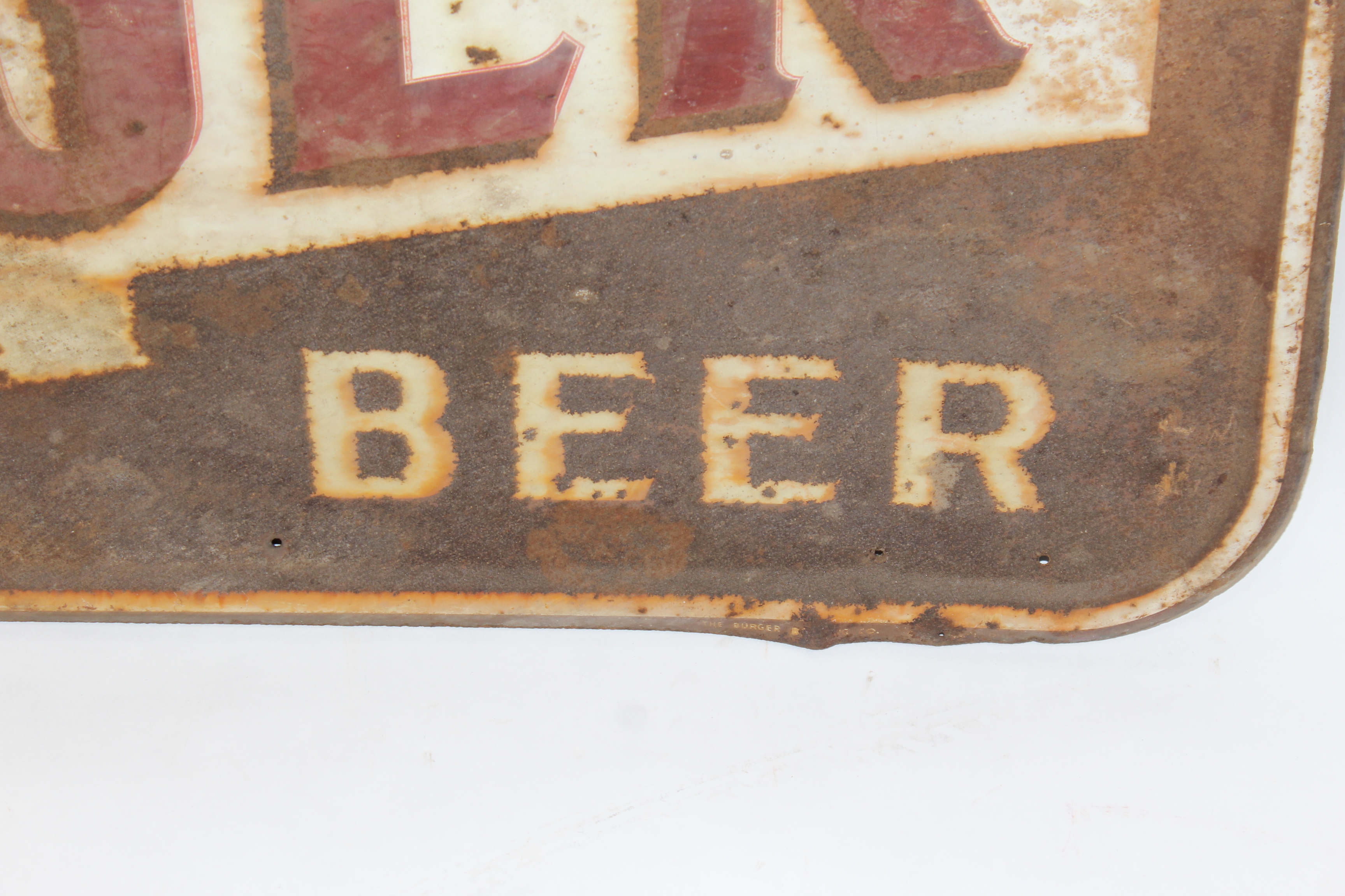 Vintage Metal Large Burger Beer Sign Cincinnati Ohio
