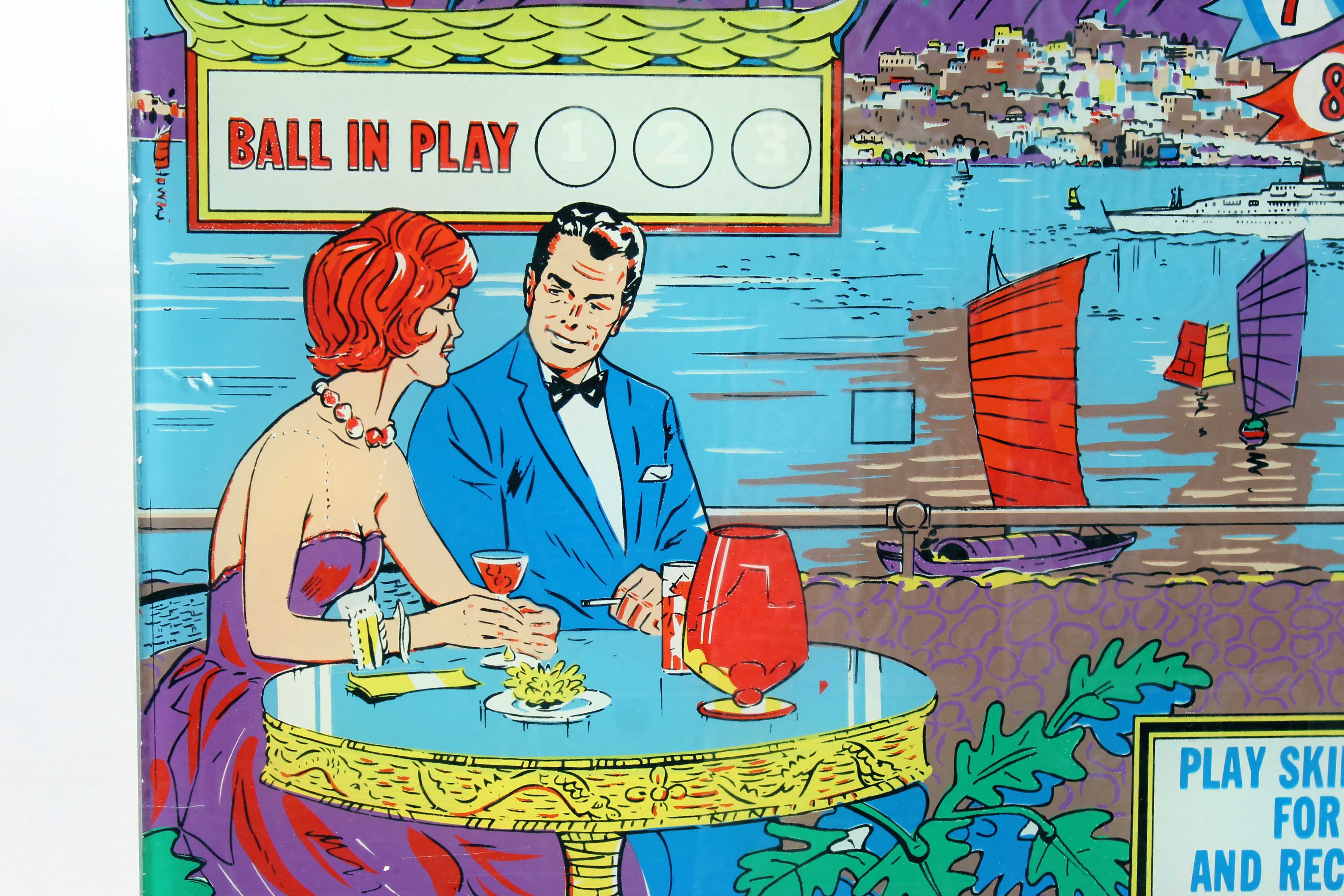 Vintage Bally Deluxe Fun Cruise Pinball Machine Backglass