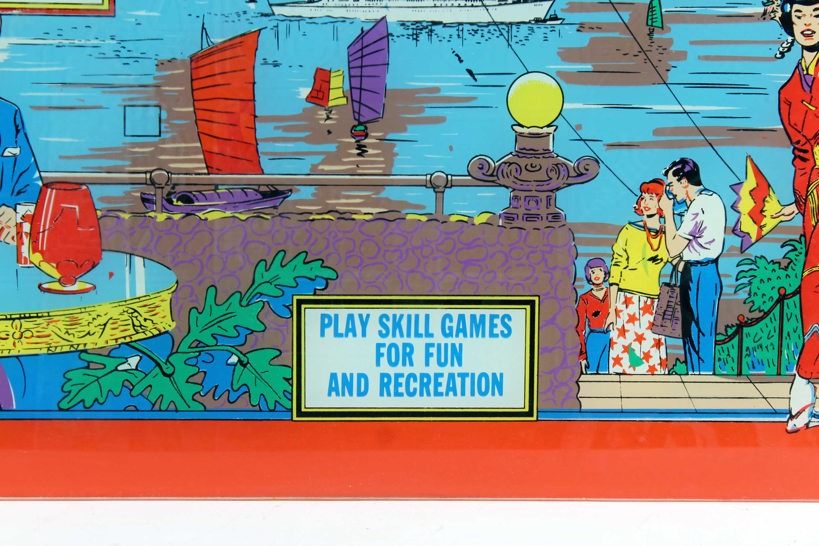 Vintage Bally Deluxe Fun Cruise Pinball Machine Backglass