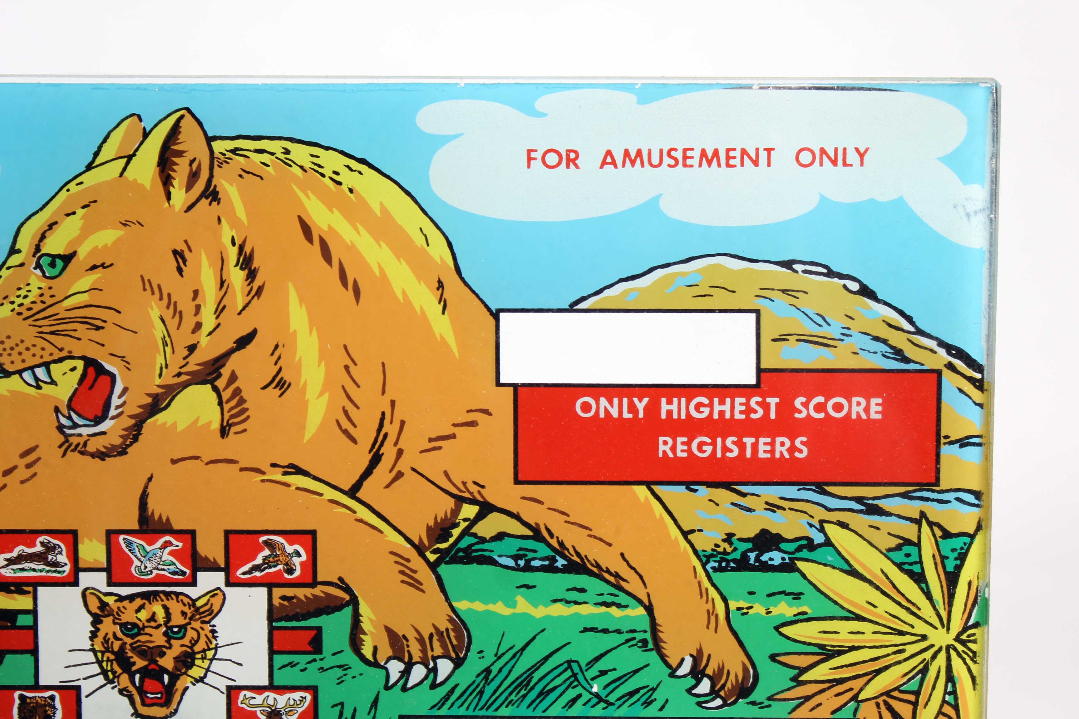 Vintage Super Wild Cat Glass Pinball Backglass