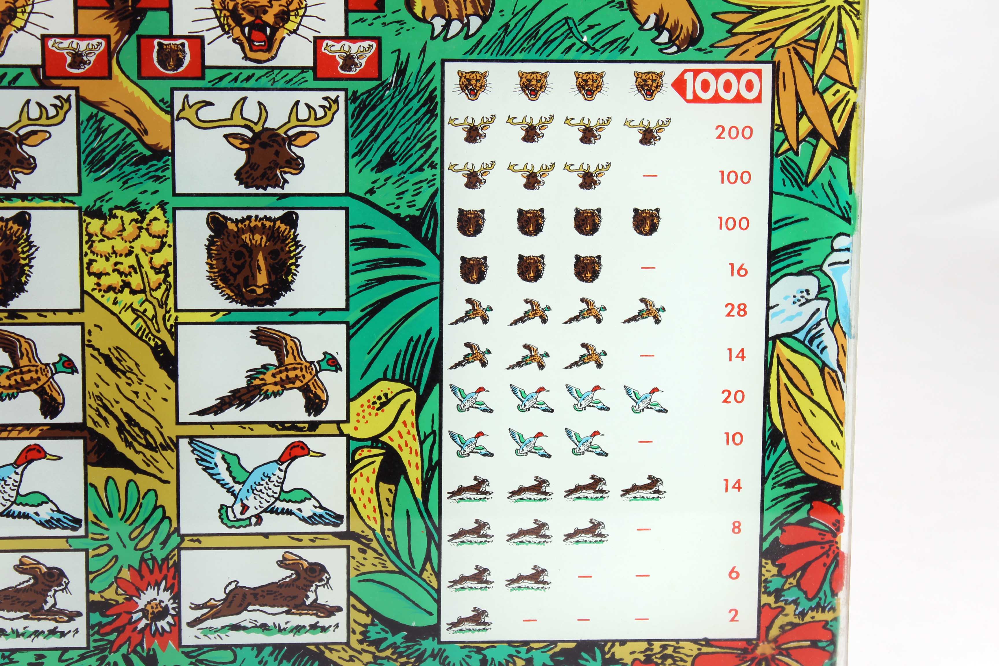 Vintage Super Wild Cat Glass Pinball Backglass