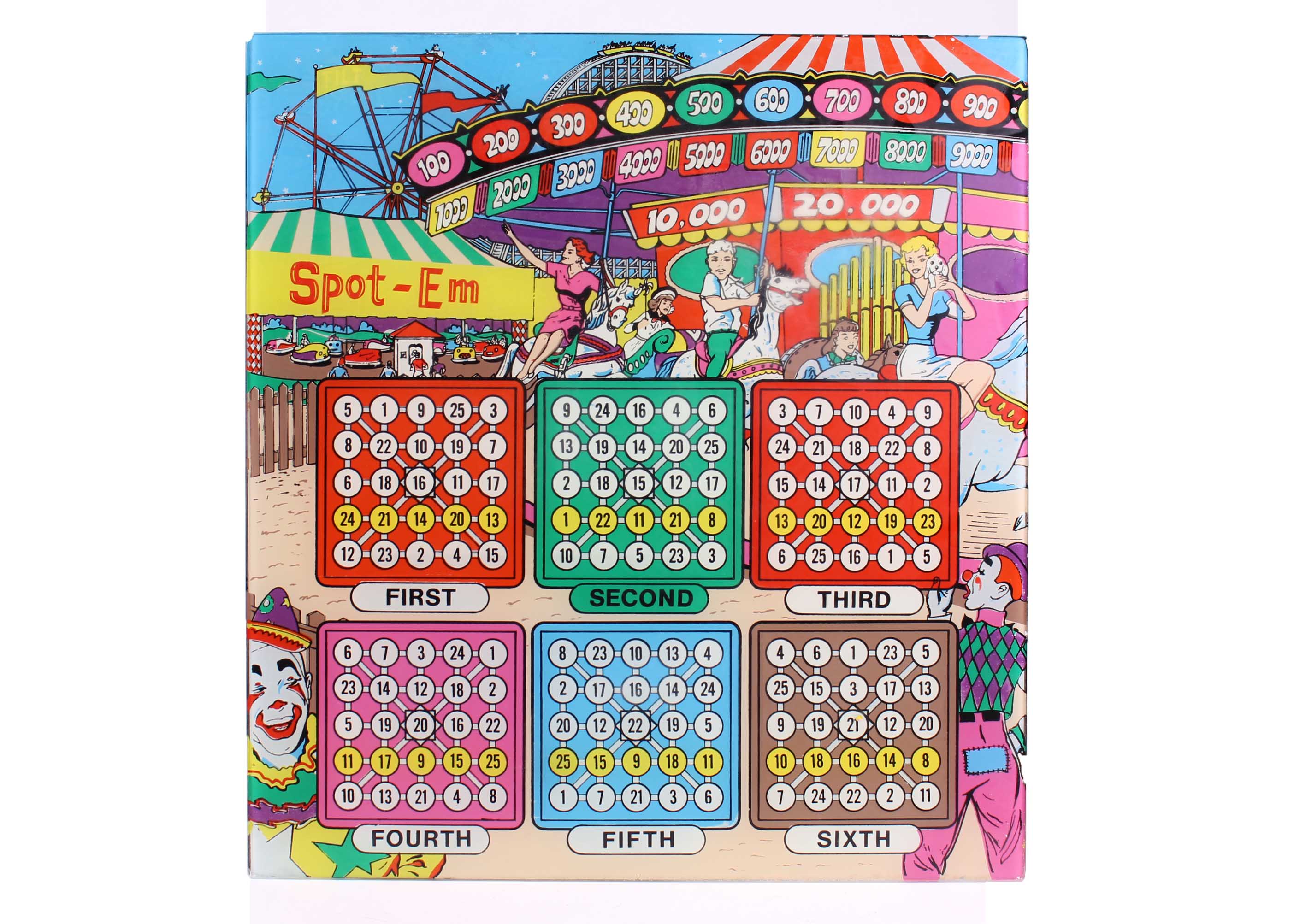 Vintage Spot 'Em Glass Pinball Backglass