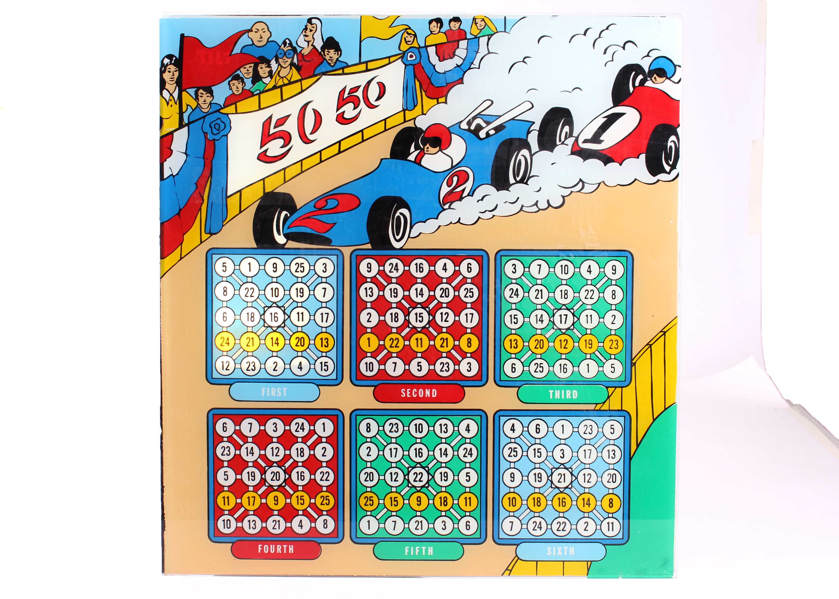 Vintage 50/50 Glass Pinball Backglass