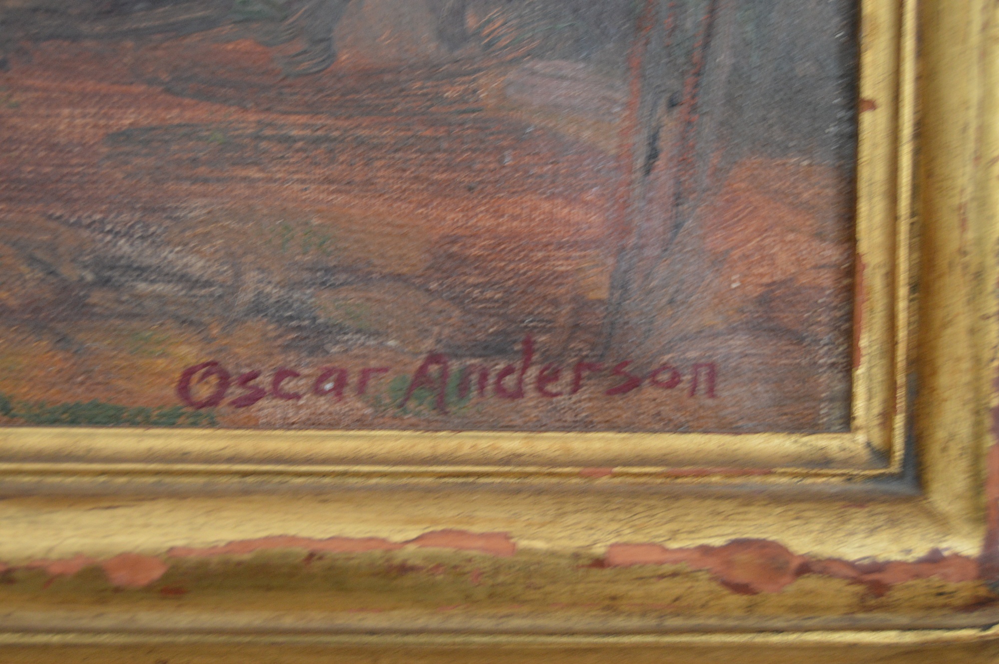 Original Signed Landscape Oil On Canvas by Oscar Anderson