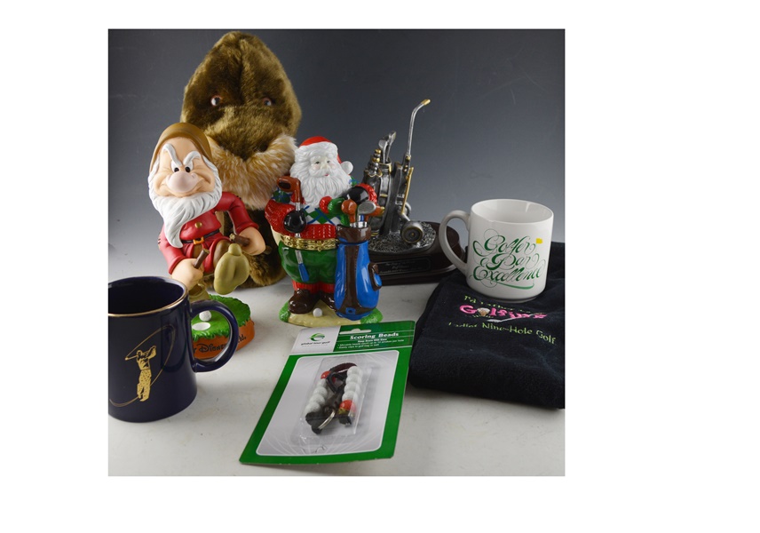 Disney Grumpy Bobblehead and Golf Accessories