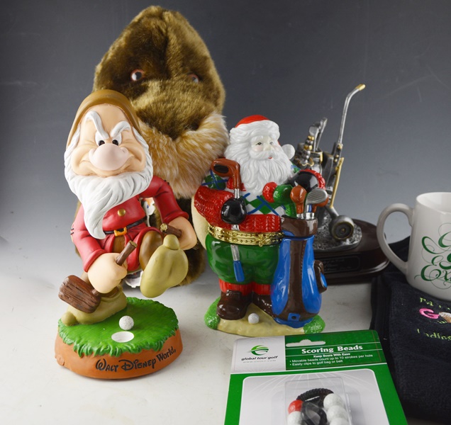 Disney Grumpy Bobblehead and Golf Accessories