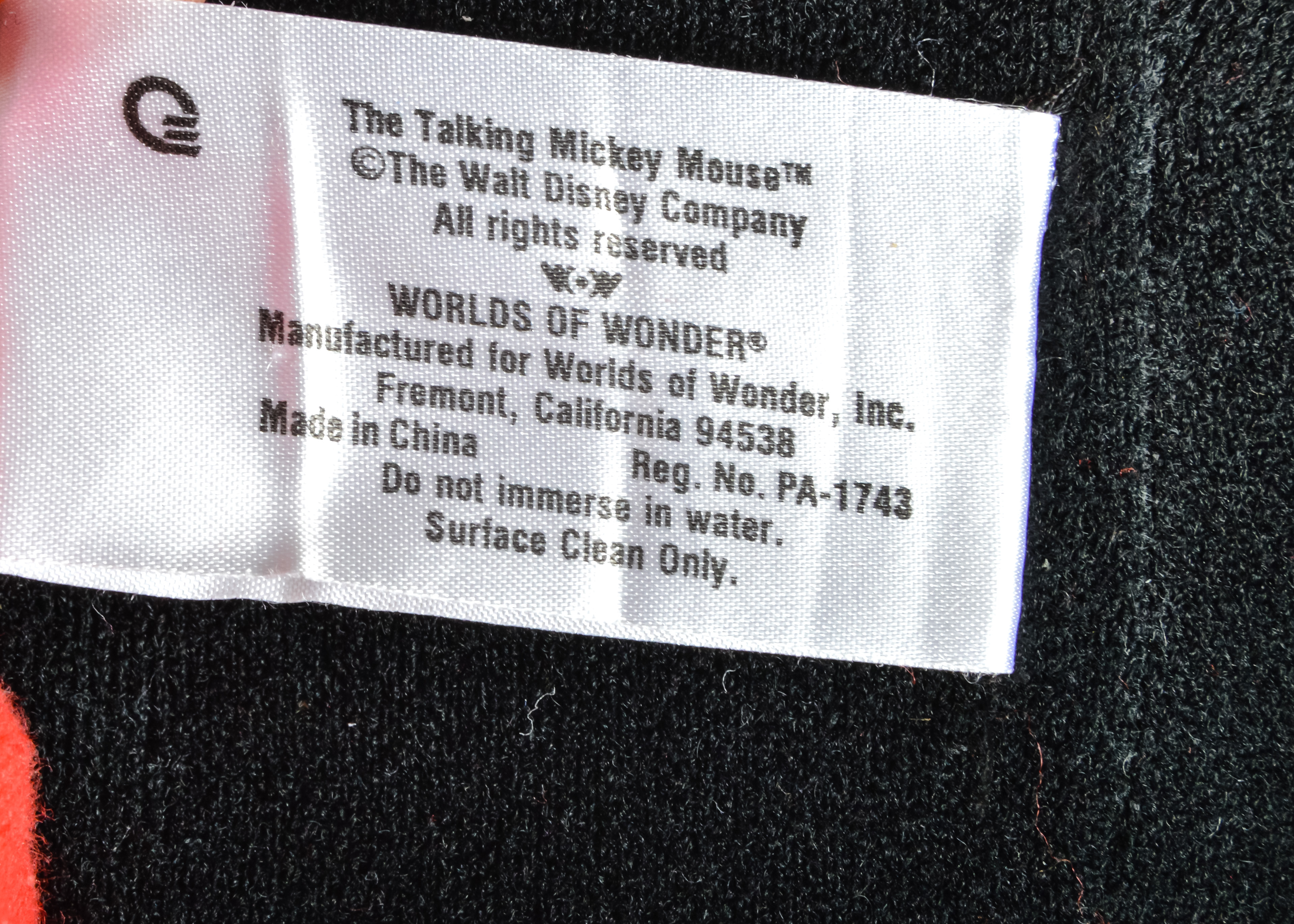 Worlds of Wonder Walt Disney Co. Talking Mickey Mouse Show Plush