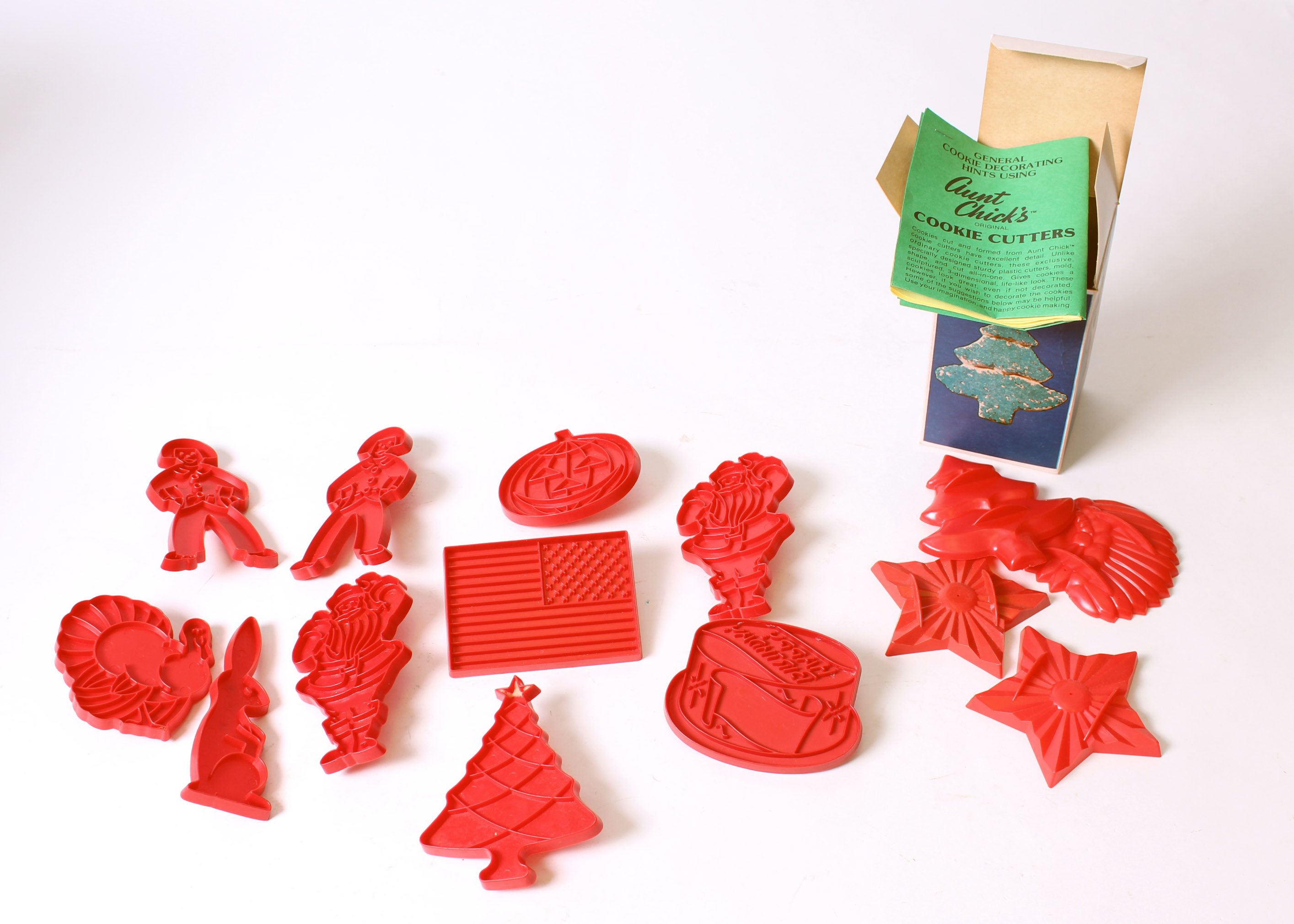 Vintage Collection of Red Plastic Cookie Cutters