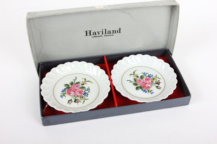 Pair of Haviland Limoges Porcelain Coasters