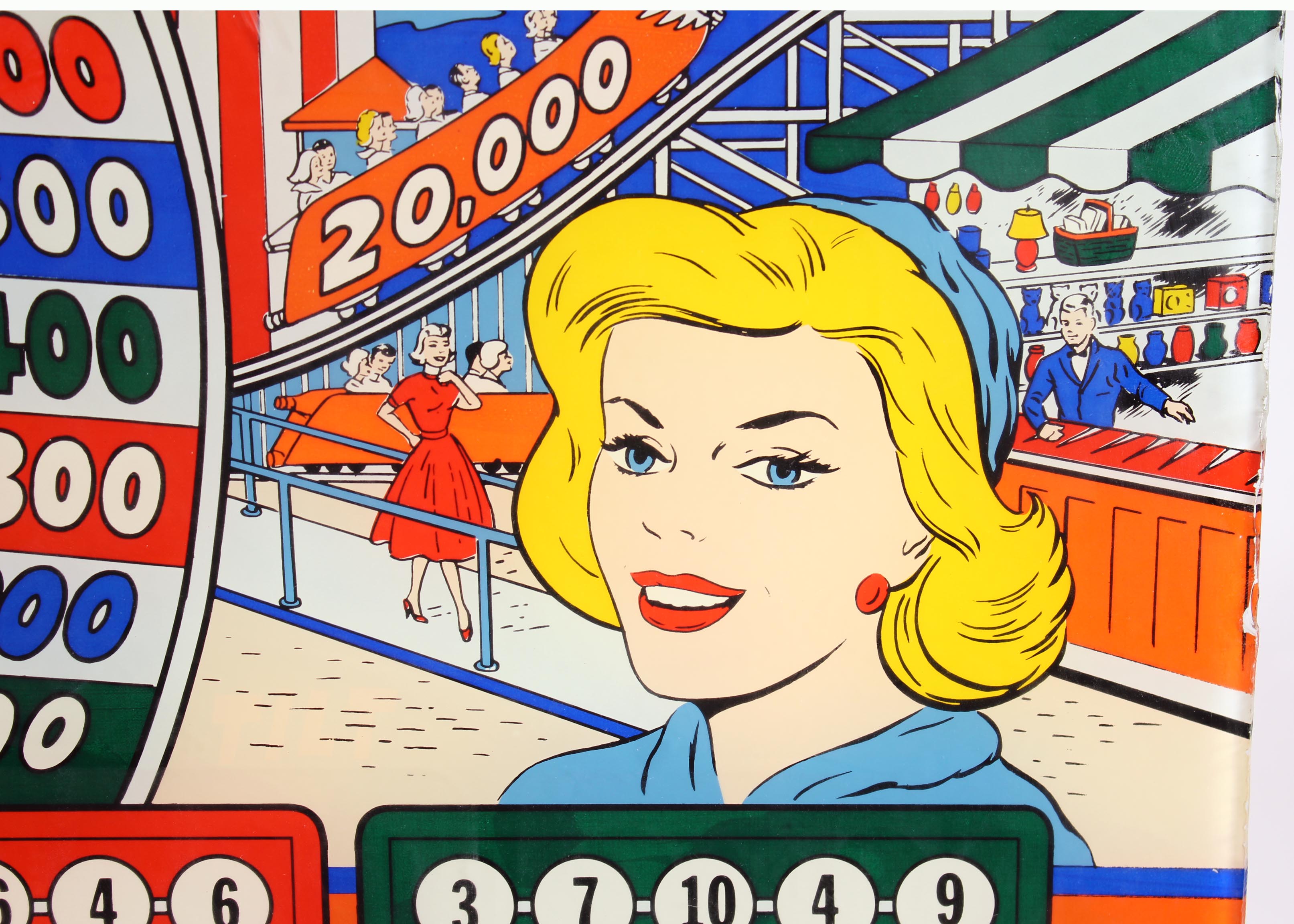 Vintage Spot 'Em Glass Pinball Backglass II