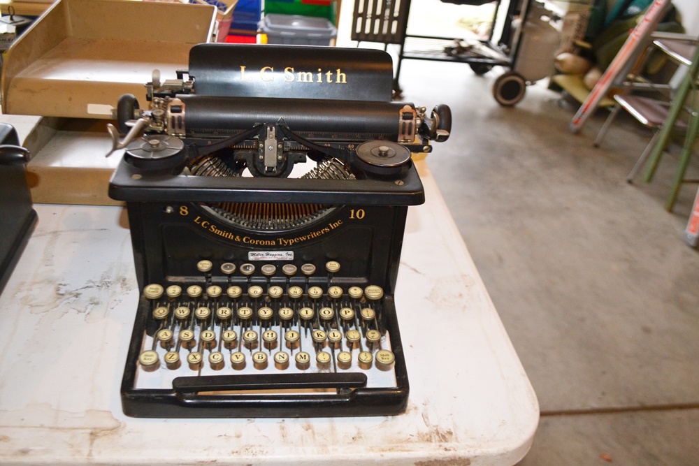 Vintage L.C. Smith Cornona Typewriter & Burroughs Adding Machine