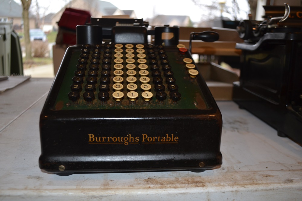 Vintage L.C. Smith Cornona Typewriter & Burroughs Adding Machine