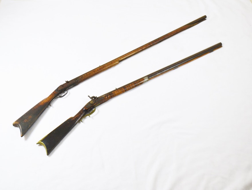 Two Early To Mid 1800s Kentucky Long Rifles