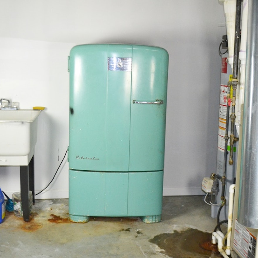 Mid Century Turquoise Kelvinator Refrigerator