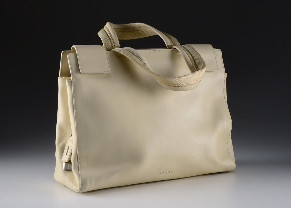 Prada Ivory Hued Leather Handbag