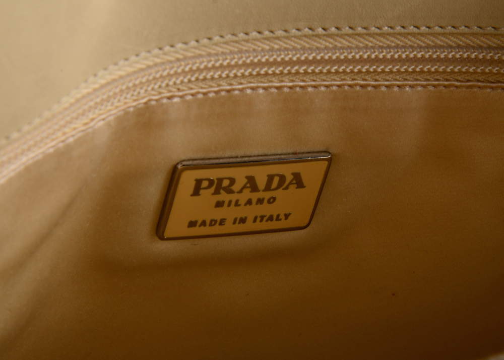 Prada Ivory Hued Leather Handbag
