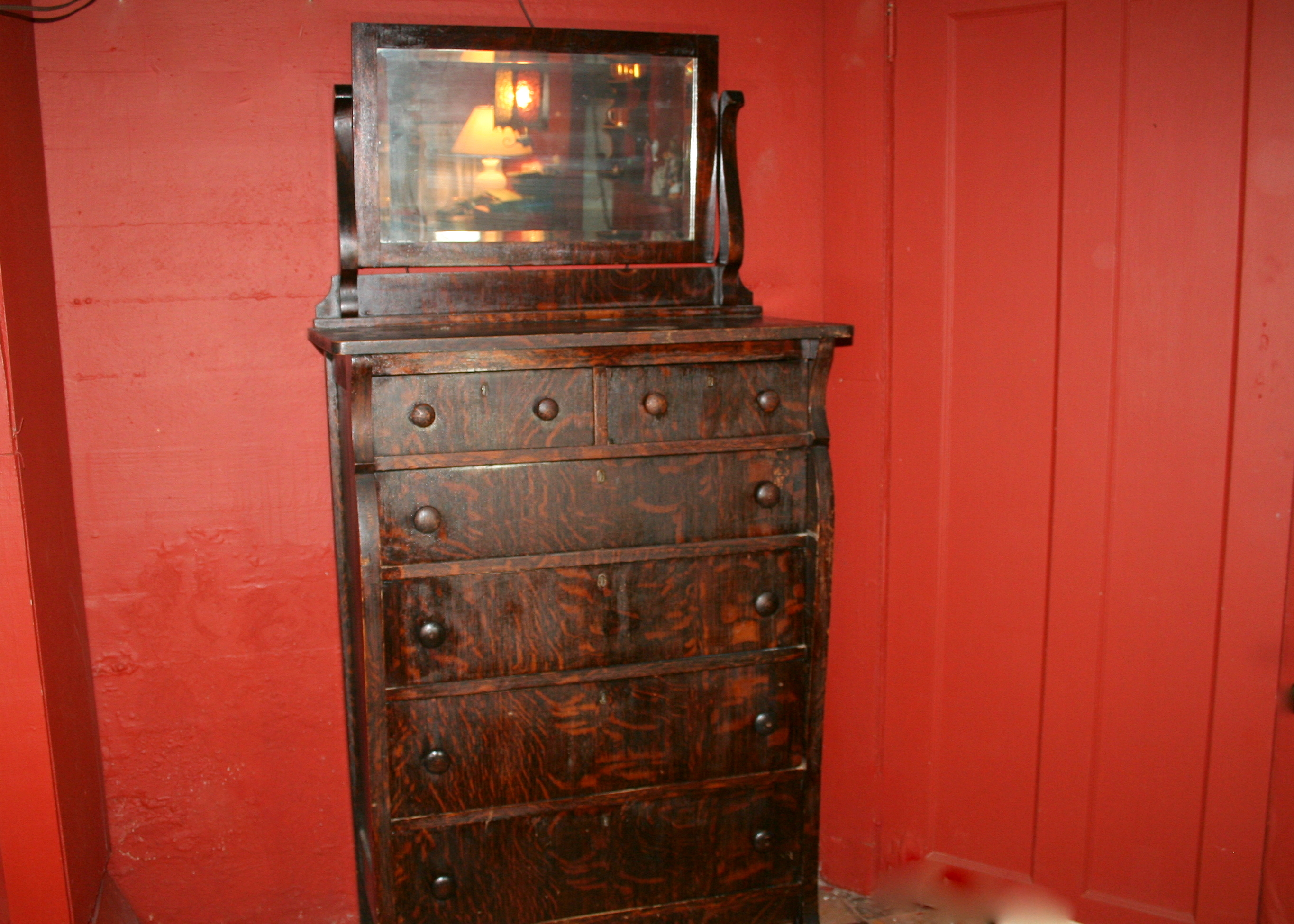 Antique Tiger Eye Oak Dresser
