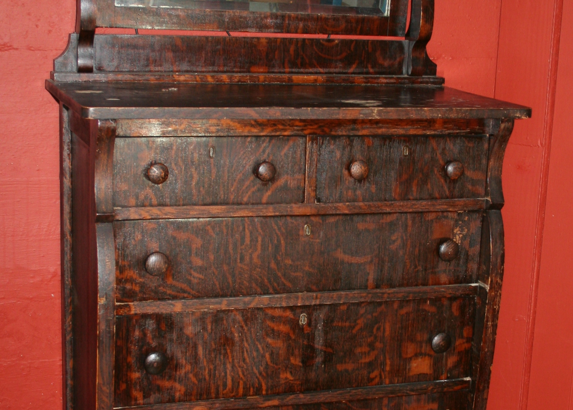Antique Tiger Eye Oak Dresser