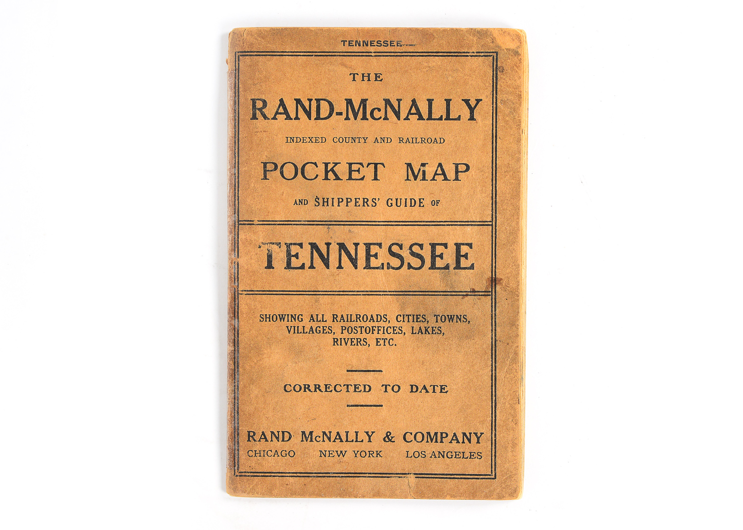 1911 Rand-McNally County and Railroad Pocket Map of Tennessee