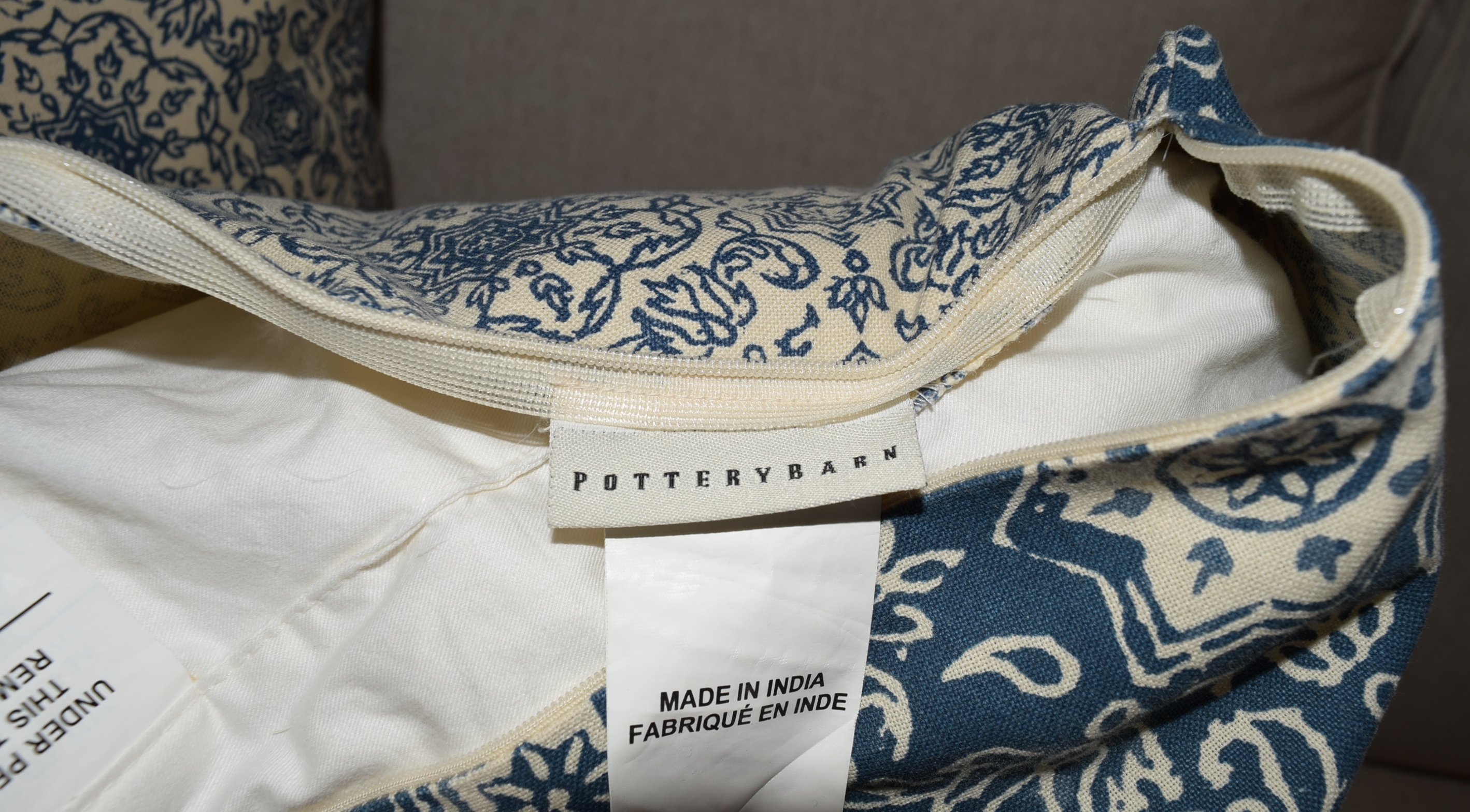 Three Pottery Barn Blue and White Pillows