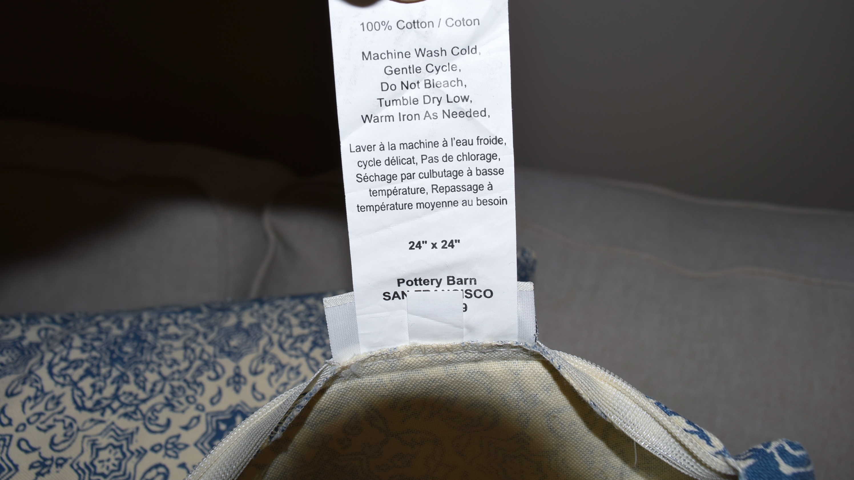 Three Pottery Barn Blue and White Pillows