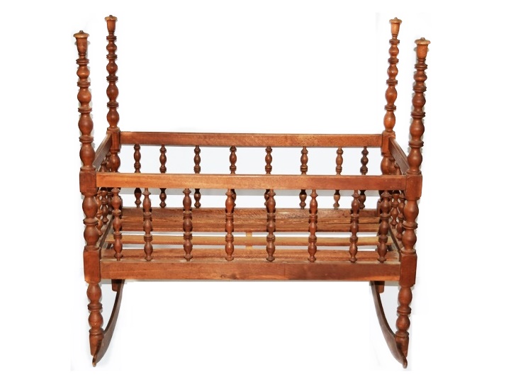 Antique Jenny Lind Four Poster Rocking Crib