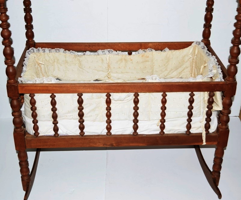 Antique Jenny Lind Four Poster Rocking Crib