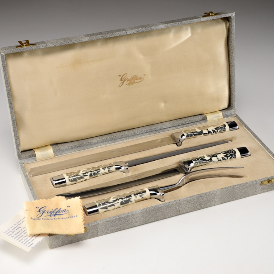 Vintage Griffon Carving Cutlery Set