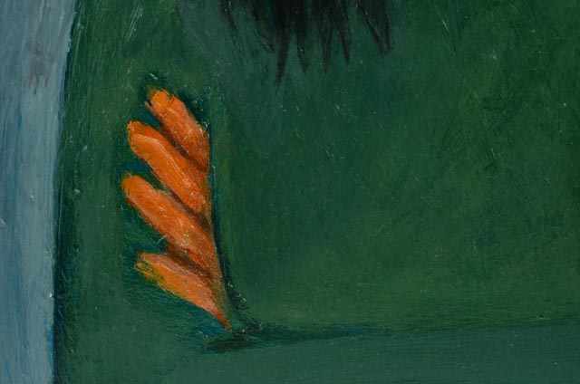 Roland Huston Oil Portrait of Woman in Green Sweater