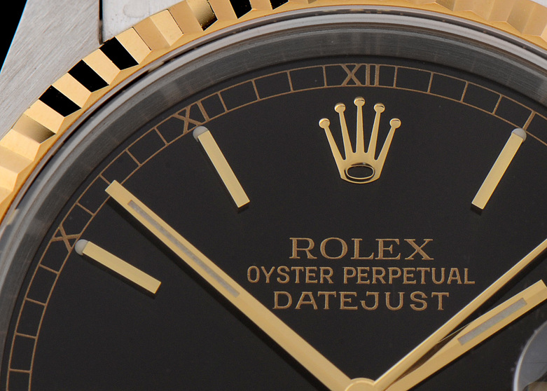 Men's Rolex Perpetual DateJust 18k Gold and Steel Black Automatic