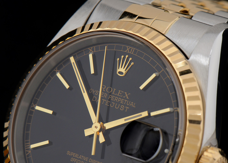 Men's Rolex Perpetual DateJust 18k Gold and Steel Black Automatic