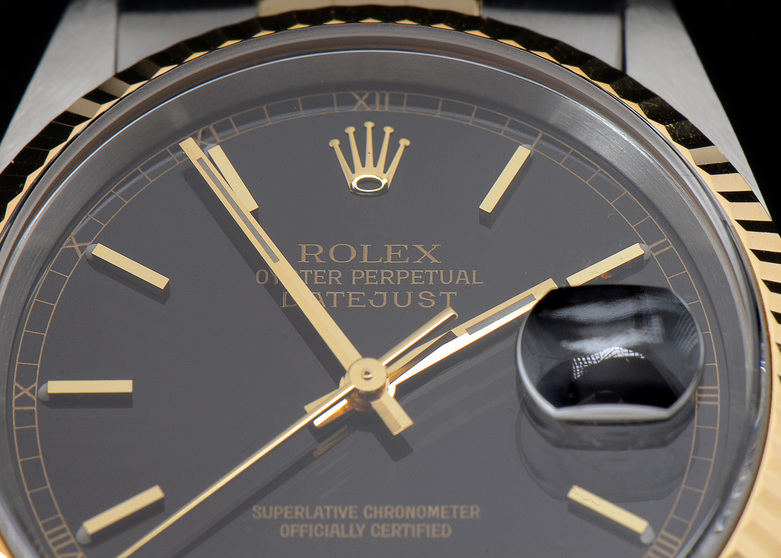 Men's Rolex Perpetual DateJust 18k Gold and Steel Black Automatic