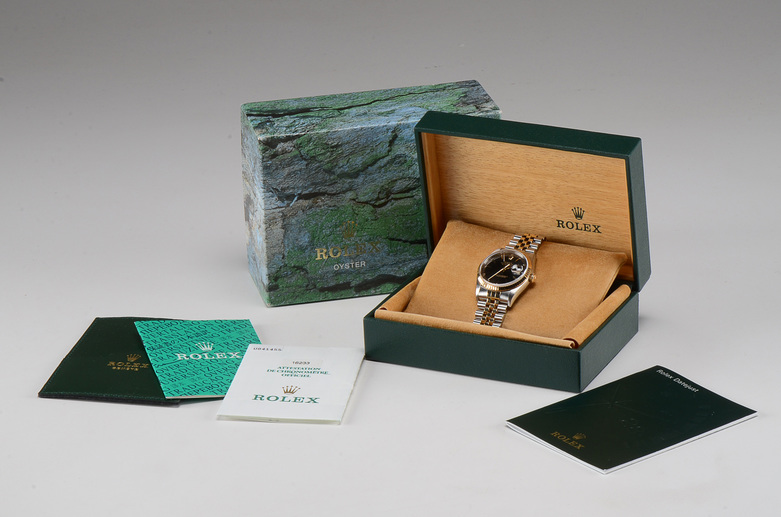 Men's Rolex Perpetual DateJust 18k Gold and Steel Black Automatic