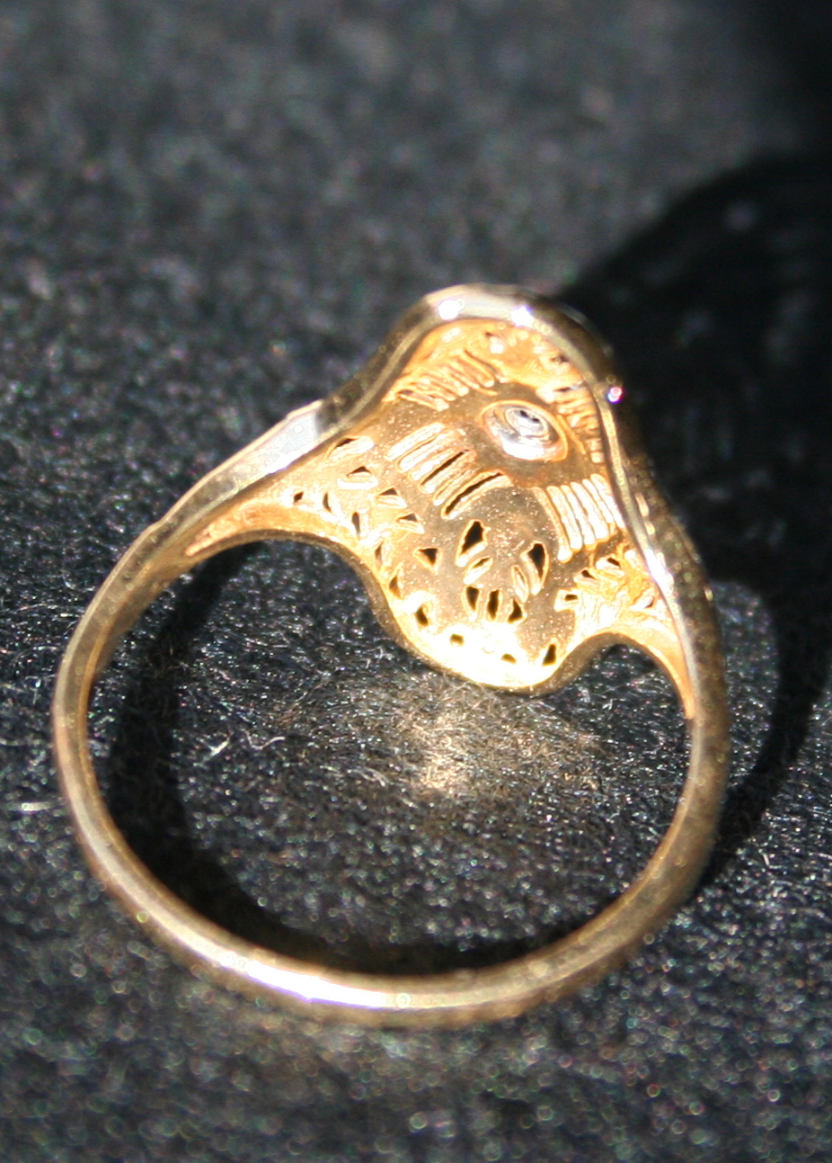 14K Yellow Gold Filigree Diamond Ring