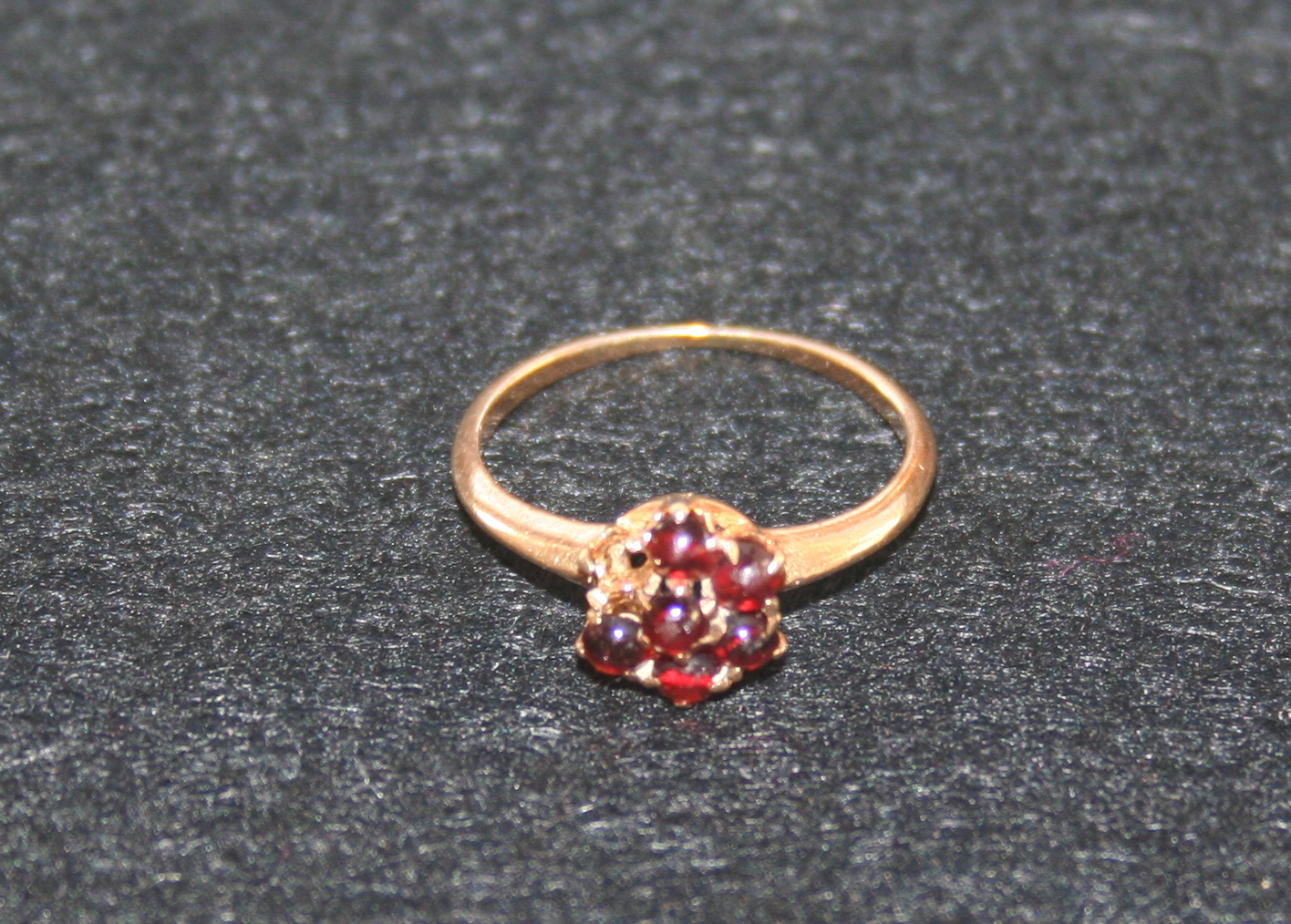 14K Yellow Gold Garnet Cluster Ring