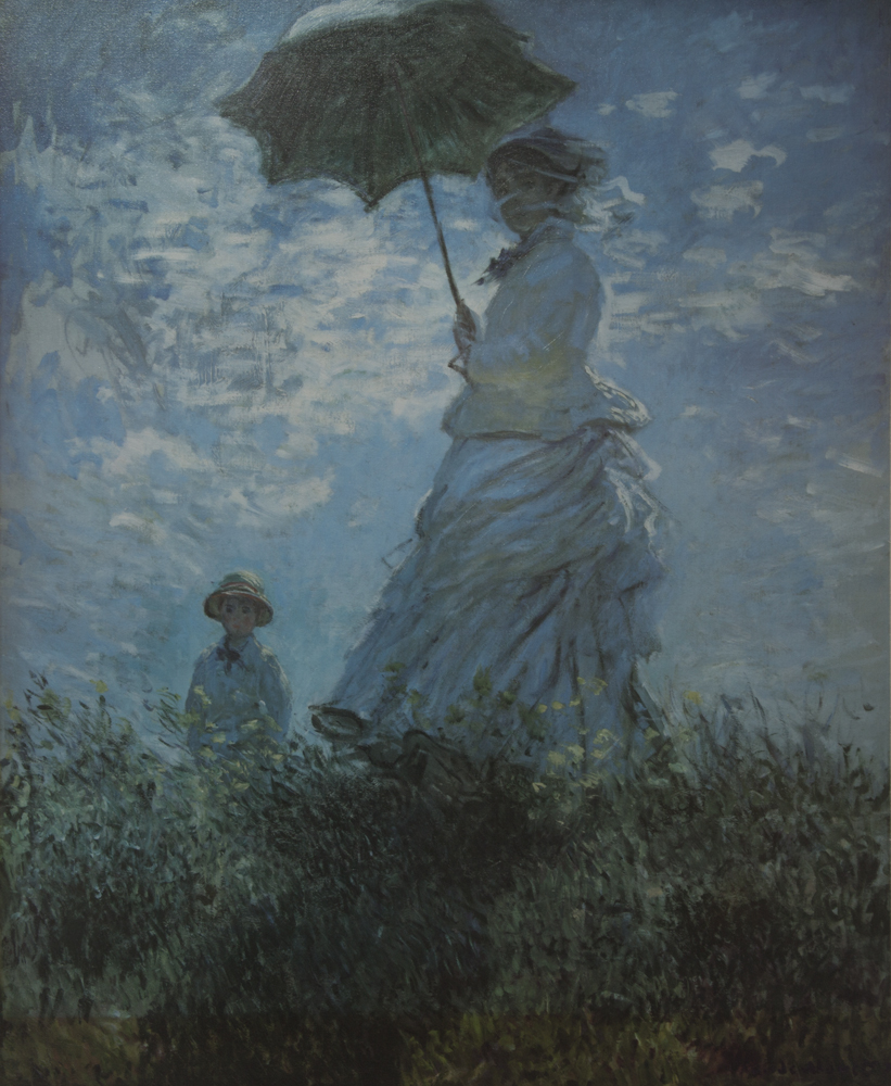 Framed Monet "La Promenade" Oil Painting Reproduction